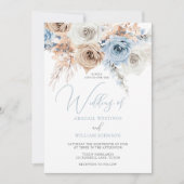 Faire-part de mariage floral Dusty Blue Boho (Devant)