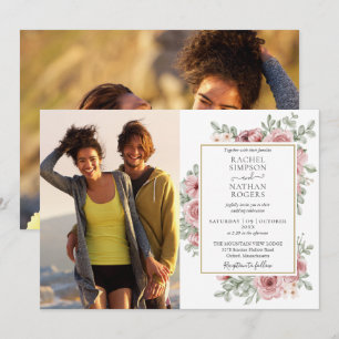 Faire-part de mariage Floral Dusty Rose Gold 2 Pho