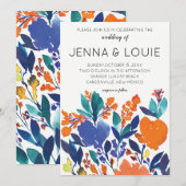 Faire-part de mariage floral dynamique (Devant / Derrière)