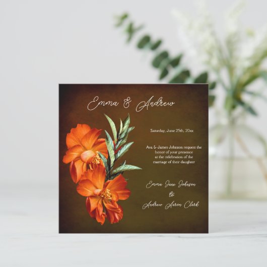 Faire-part de mariage floral ectique du coucher du (Debout devant)