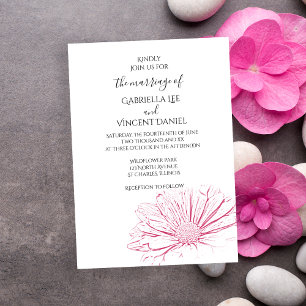 Faire-part de mariage floral, effet marguerite ros