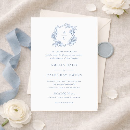 Faire-part de mariage Floral Elegant Blue Hydrange
