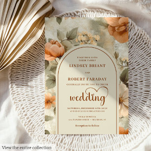Faire-part de mariage floral élégant Boho terracot