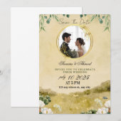 Faire-part de mariage floral élégant | Classique e (Devant / Derrière)