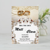 Faire-part de mariage floral élégant de bague (Debout devant)