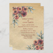 Faire-part de mariage floral élégant et rustique (Devant / Derrière)