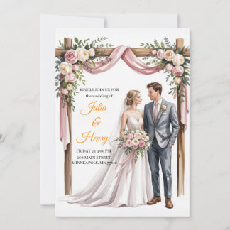 Faire-Part de Mariage Floral Élégant | Jardin Roma