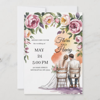 Faire-part de mariage floral élégant | Jardin roma
