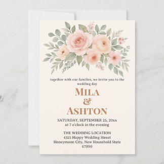Faire-part de mariage floral élégant – Modifiable