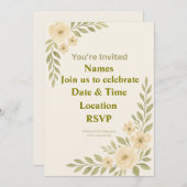 Faire-part de mariage floral élégant personnalisab (Devant / Derrière)