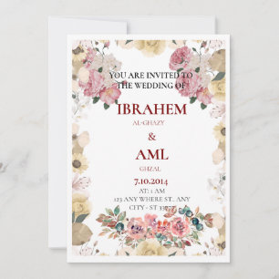 Faire-part de mariage floral élégant personnalisé