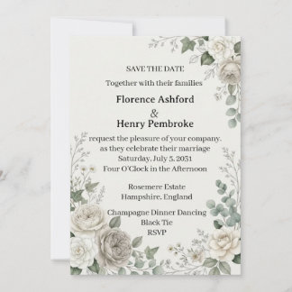 Faire-part de mariage floral élégant Roses blanche