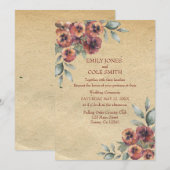 Faire-part de mariage floral élégant rustique (Devant / Derrière)
