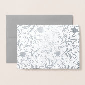 Faire-part de mariage floral en argent Foil de lux (Devant avec enveloppe)