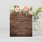 Faire-part de mariage floral en bois rustique en o (Debout devant)