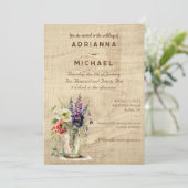 Faire-part de mariage floral en bois rustique Maso (Debout devant)