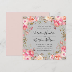 Faire-part de mariage floral en fleurs bleues Gri