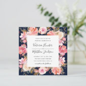 Faire-part de mariage floral en fleurs bleues| Mar (Debout devant)