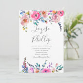 Faire-part de mariage floral en fleurs printanière (Debout devant)