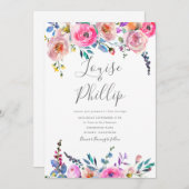 Faire-part de mariage floral en fleurs printanière (Devant / Derrière)