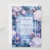 Faire-part de mariage floral en marbre clair et la (Devant)