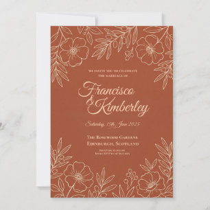 Faire-part de mariage floral en terre cuite