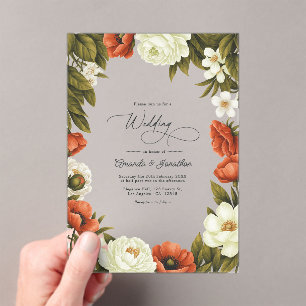 Faire-part de mariage floral en terre cuite et ver