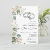 Faire-part de mariage floral espagnol (Debout devant)