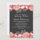 Faire-part de mariage floral et tableau noir rose (Devant)