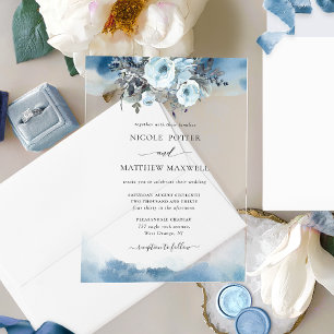 Faire-part de mariage floral et taches d'aquarelle
