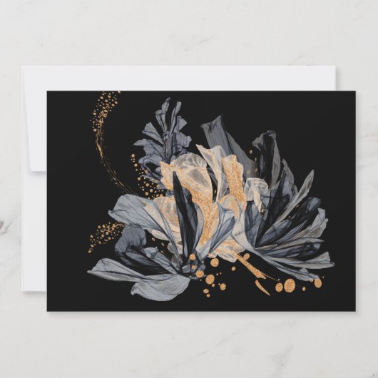 Faire-part de mariage Floral Exclusif Or Et Noir (Dos)