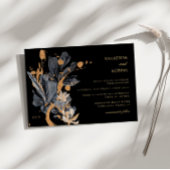 Faire-part de mariage Floral Exclusif Or Et Noir
