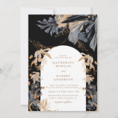 Faire-part de mariage Floral Exclusif Or Et Noir (Devant)