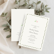 Faire-part de mariage floral fantaisiste en ivoire