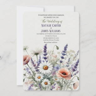 Faire-part de mariage floral Fleur sauvage aquarel