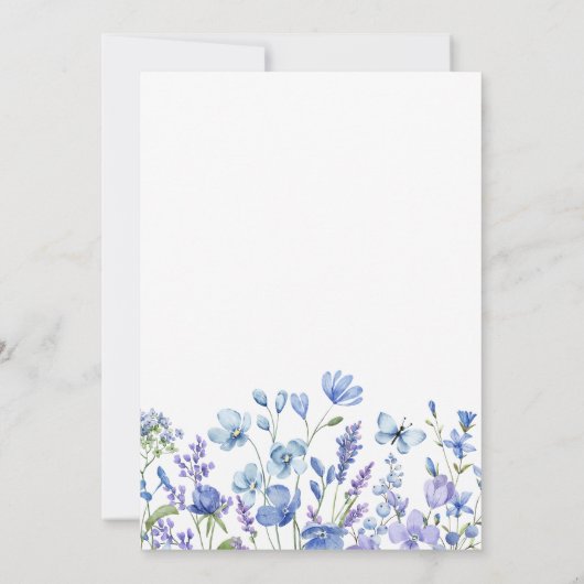 Faire-part de mariage Floral Fleur sauvage bleu (Dos)