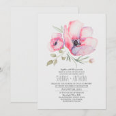 Faire-part de mariage floral - Fleurs aquarelles (Devant / Derrière)