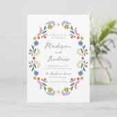 Faire-part de mariage floral folklorique fantaisis (Debout devant)