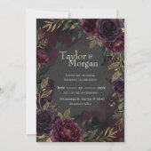 Faire-part de mariage floral foncé (Devant)