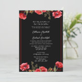 Faire-part de mariage Floral Formel Noir & Rouge (Debout devant)