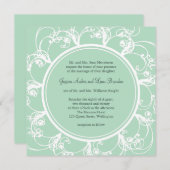 Faire-part de mariage Floral frais en vert menthe (Devant / Derrière)