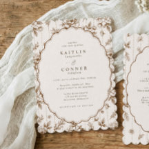 Faire-part de mariage floral français ovale vintag