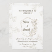 Faire-part de mariage floral géométrique élégant (Devant / Derrière)