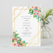 Faire-part de mariage floral géométrique tropicale (Debout devant)