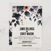 Faire-part de mariage floral gothique d'Halloween (Devant / Derrière)