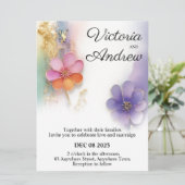 Faire-part de mariage floral gras (Debout devant)