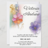 Faire-part de mariage floral gras (Devant)