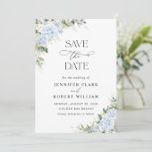 Faire-part de mariage floral Hydrangea Bleu (Debout devant)