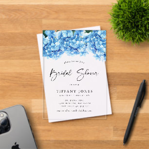 Faire-Part de Mariage Floral Hydrangea Bleu Modern