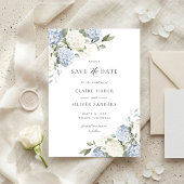 Faire-part de mariage Floral Hydrangea Bleu Poussi
